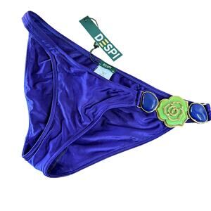 DESPI Bikini Bottoms Medium Purple Metal Flower Cheeky Beach Vacation Swim New